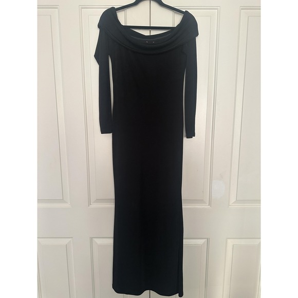 Edikted Dresses & Skirts - Edikted Dress Womens Large Black Off Shoulder Long Sleeve Maxi Bodycon S14961